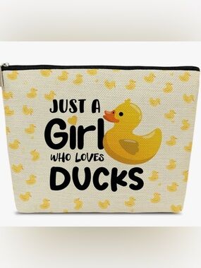 Just A Girl Who Loves Ducks Yellow Duck Print Pouch